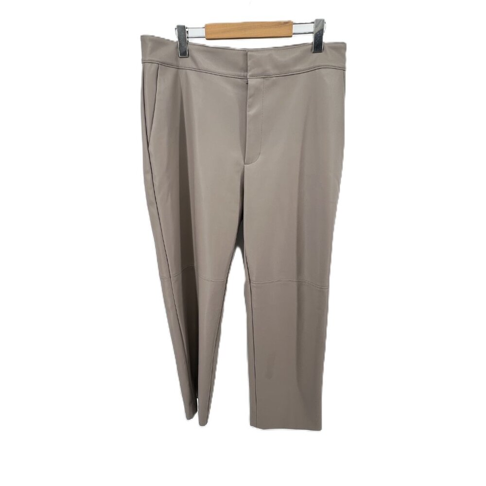🤎 Banana Republic Tan Faux Leather Pants – Size 14  Quiet Luxury straight-leg